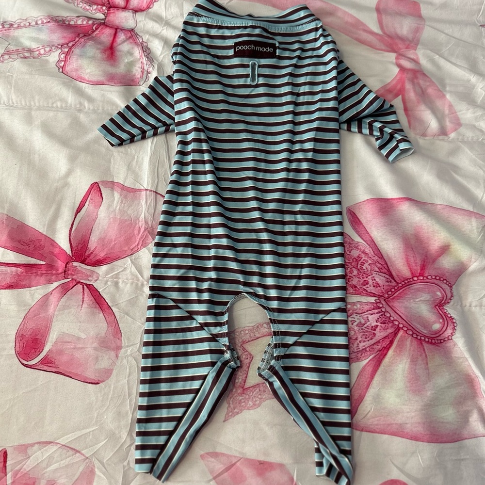 Striped Dog Onesie - Blue and Black